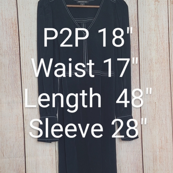 Something Navy Belted Double Slit Contrast Stitch Dress Size XS - Picture 9 of 15